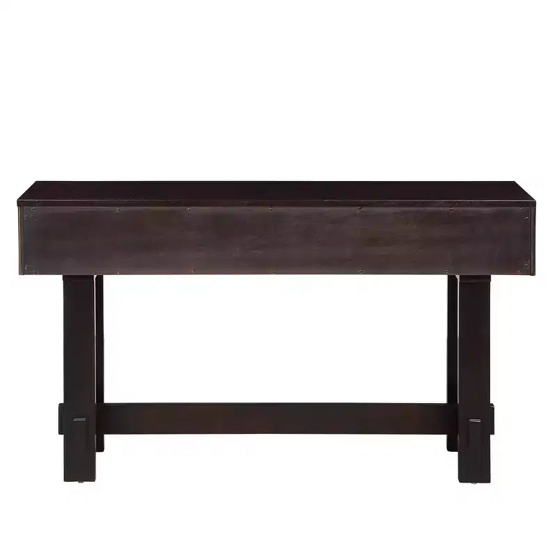 Table console de 52 po avec tiroirs de rangement et pieds en bois massif pour salon et entrée de couloir, expresso