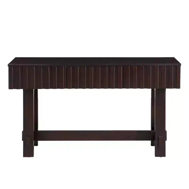 Table console de 52 po avec tiroirs de rangement et pieds en bois massif pour salon et entrée de couloir, expresso