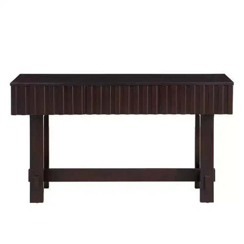 Table console de 52 po avec tiroirs de rangement et pieds en bois massif pour salon et entrée de couloir, expresso