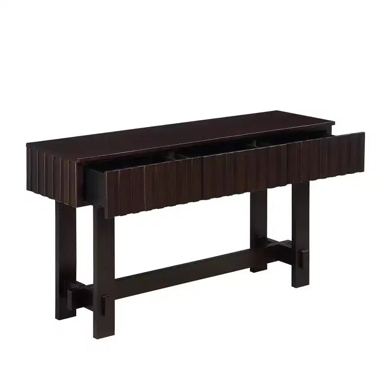 Table console de 52 po avec tiroirs de rangement et pieds en bois massif pour salon et entrée de couloir, expresso