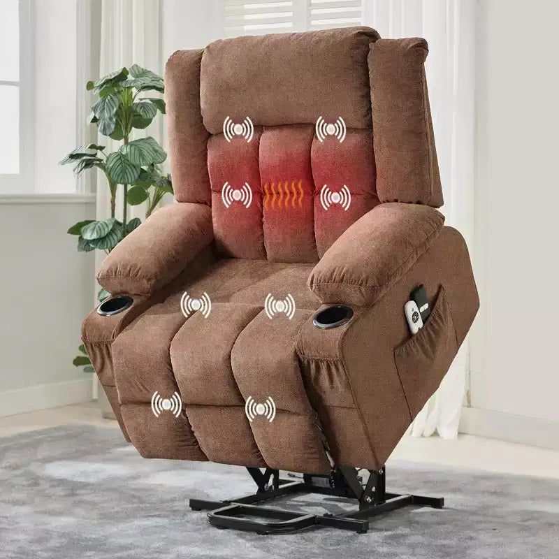 Grand Fauteuil Relax Électrique Inclinable pour Adulte avec Chauffage et Massage, Fauteuil Inclinable en Tissu Surdimensionné pour Salon avec Position Infinie