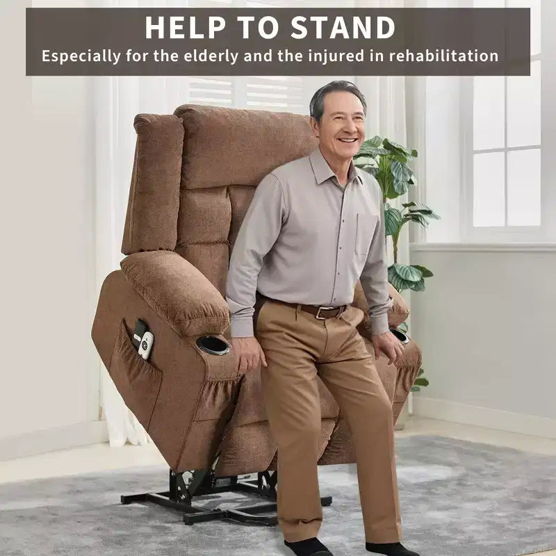 Grand Fauteuil Relax Électrique Inclinable pour Adulte avec Chauffage et Massage, Fauteuil Inclinable en Tissu Surdimensionné pour Salon avec Position Infinie