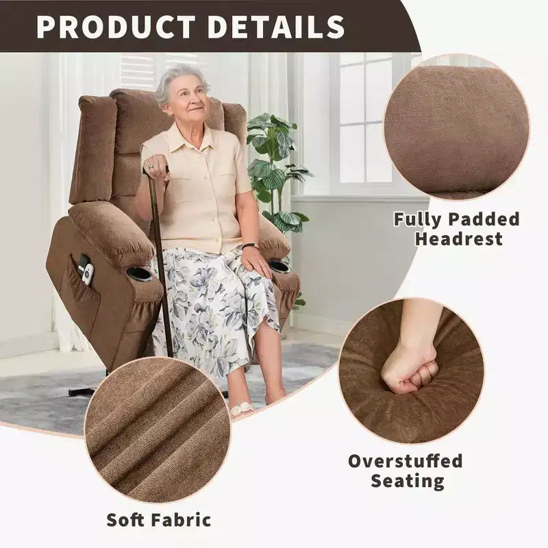 Grand Fauteuil Relax Électrique Inclinable pour Adulte avec Chauffage et Massage, Fauteuil Inclinable en Tissu Surdimensionné pour Salon avec Position Infinie