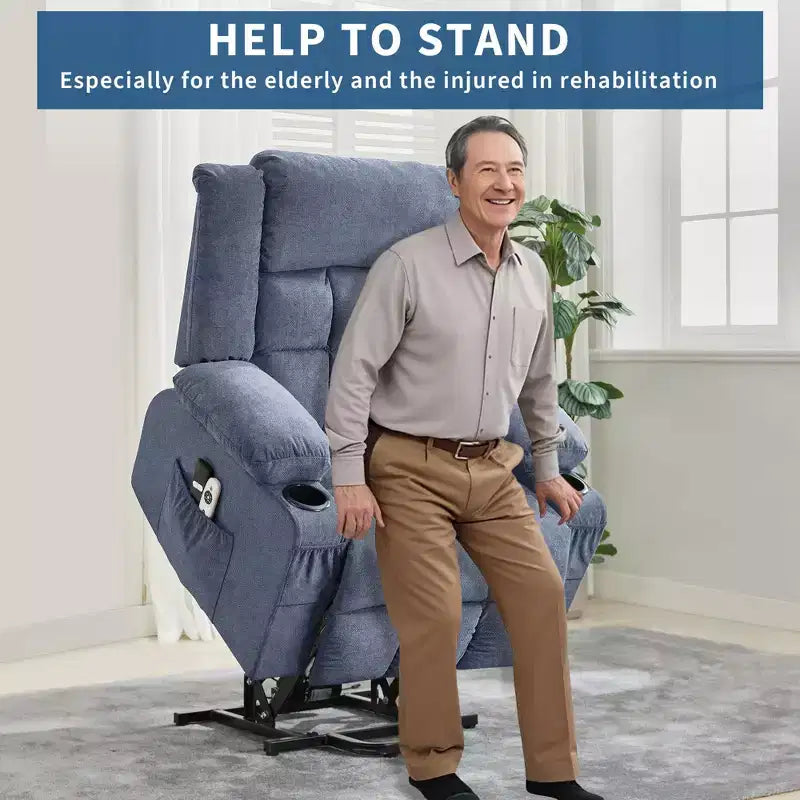 Grand Fauteuil Relax Électrique Inclinable pour Adulte avec Chauffage et Massage, Fauteuil Inclinable en Tissu Surdimensionné pour Salon avec Position Infinie