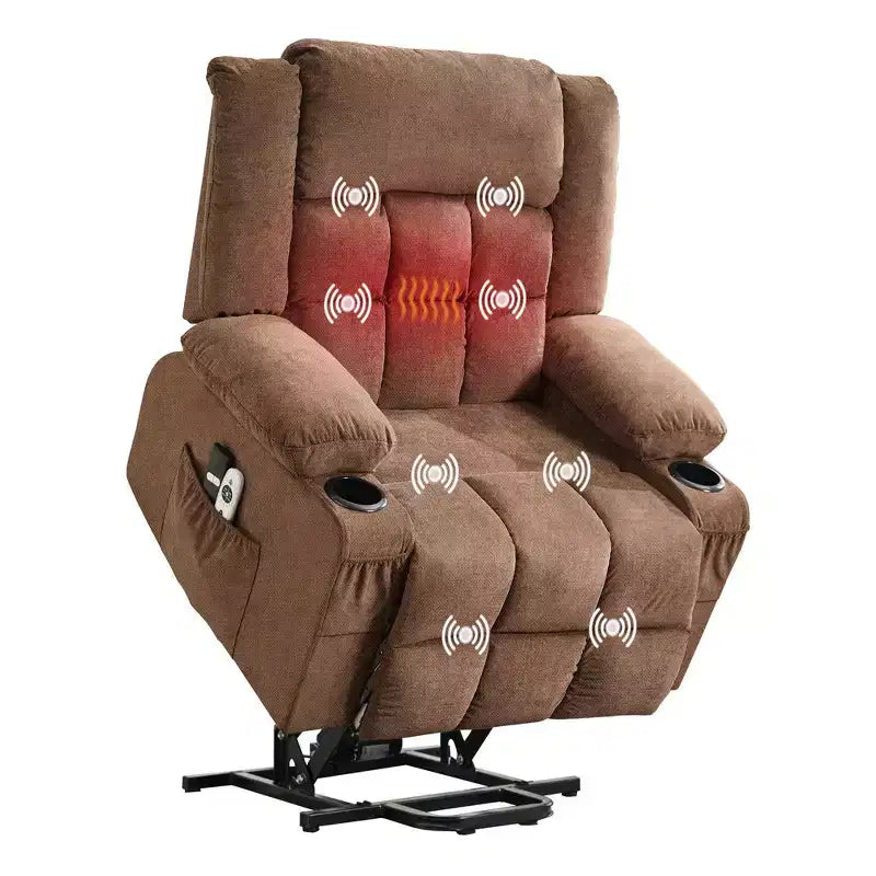 Grand Fauteuil Relax Électrique Inclinable pour Adulte avec Chauffage et Massage, Fauteuil Inclinable en Tissu Surdimensionné pour Salon avec Position Infinie