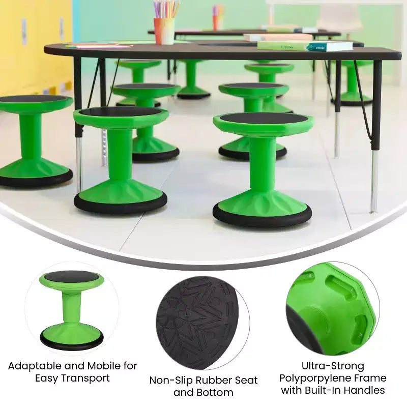 Tabouret actif flexible à hauteur fixe pour enfants pour salle de classe et maison avec base antidérapante