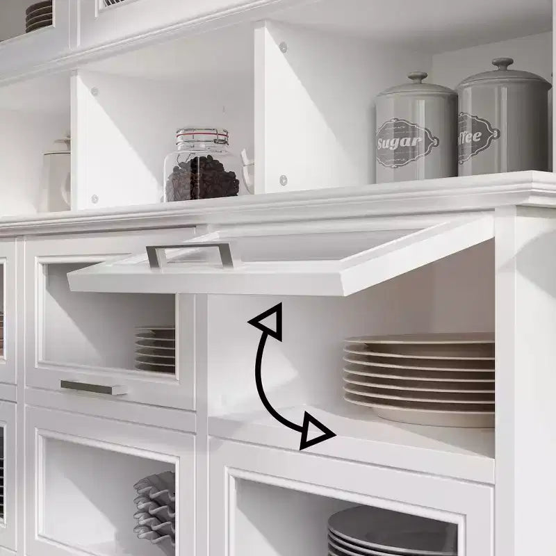 Armoire de cuisine et garde-manger multifonctionnels, grande armoire de rangement pour aliments avec portes en verre, rangement et présentation faciles pour la cuisine à domicile