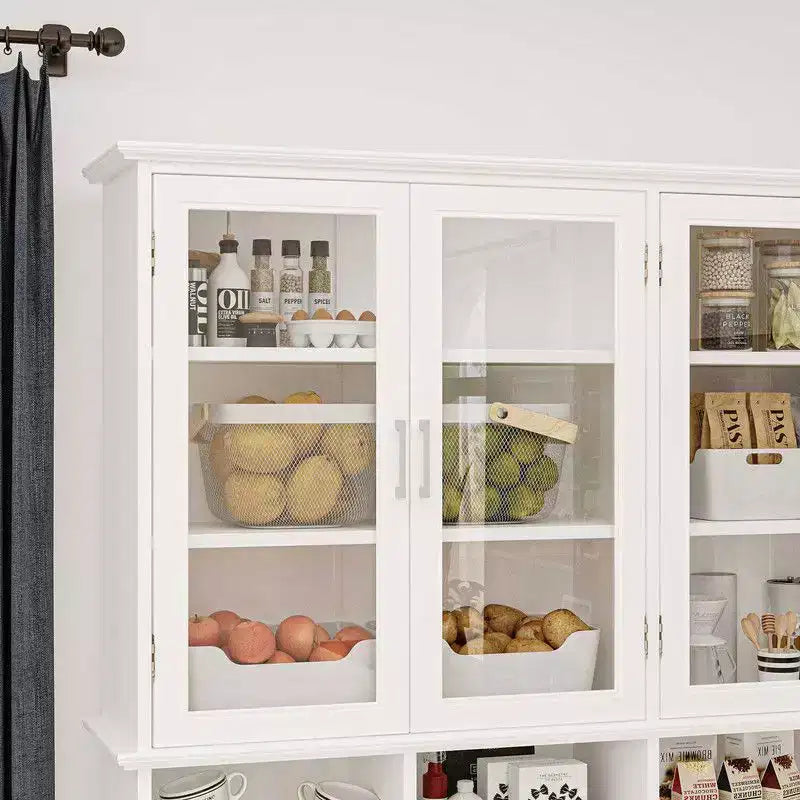 Armoire de cuisine et garde-manger multifonctionnels, grande armoire de rangement pour aliments avec portes en verre, rangement et présentation faciles pour la cuisine à domicile