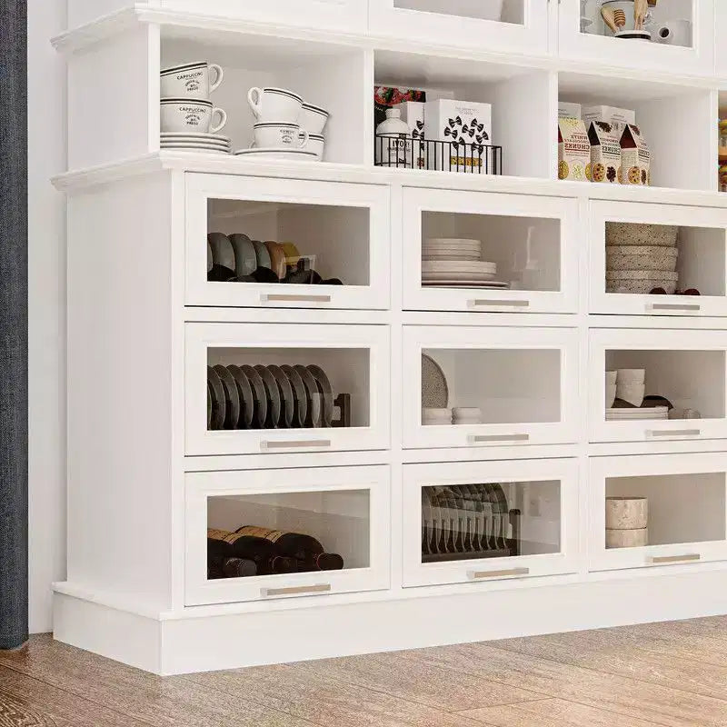 Armoire de cuisine et garde-manger multifonctionnels, grande armoire de rangement pour aliments avec portes en verre, rangement et présentation faciles pour la cuisine à domicile