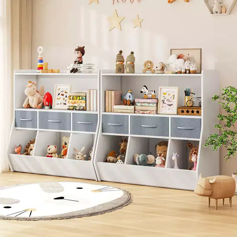 Étagère à Livres pour Enfants, Meuble de Rangement pour Jouets, Organisateur de Jouets pour Enfants, Bibliothèque Pied de Lit, Étagère à Livres pour Enfants, Blanc
