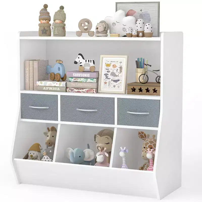 Étagère à Livres pour Enfants, Meuble de Rangement pour Jouets, Organisateur de Jouets pour Enfants, Bibliothèque Pied de Lit, Étagère à Livres pour Enfants, Blanc