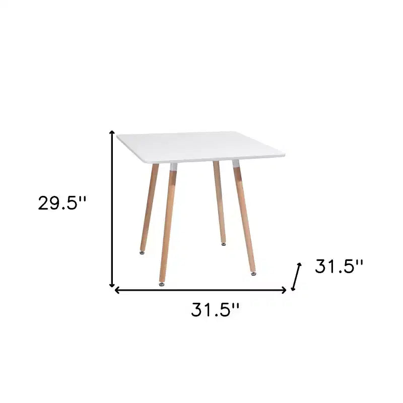 32 Table à manger carrée en bois massif et bois naturel blanc