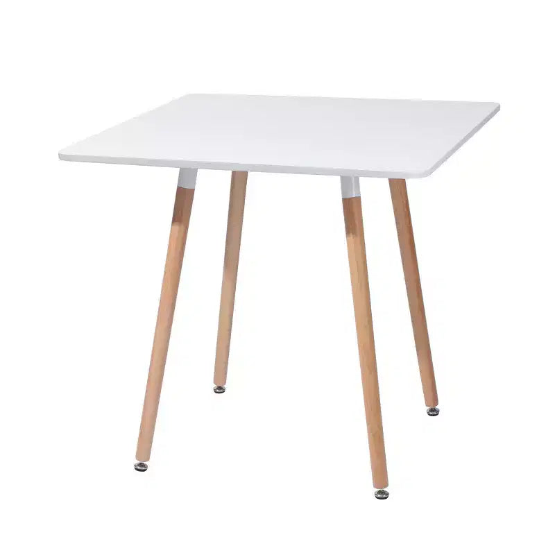 32 Table à manger carrée en bois massif et bois naturel blanc