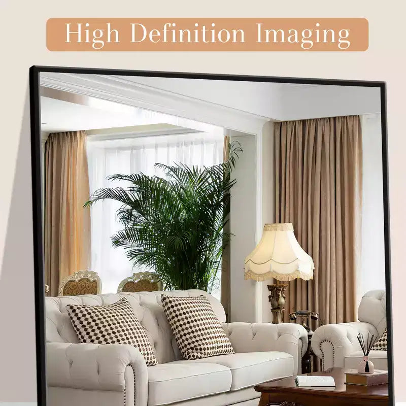 Miroir sur pied rectangulaire moderne de 58 pouces avec cadre en alliage d'aluminium noir