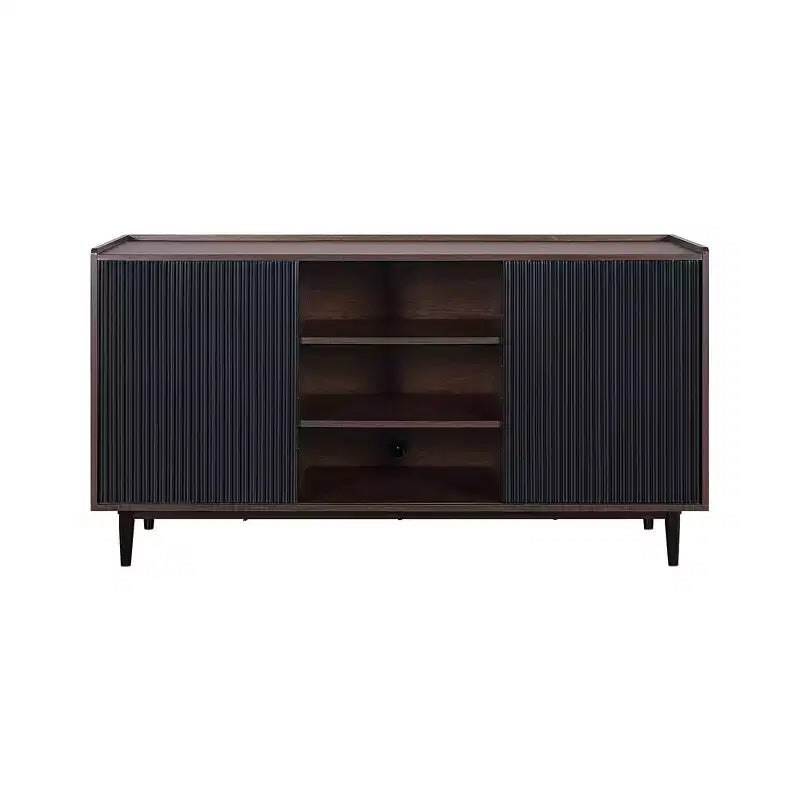 Buffet commode moderne du milieu du siècle à 2 portes avec pieds en métal (59")