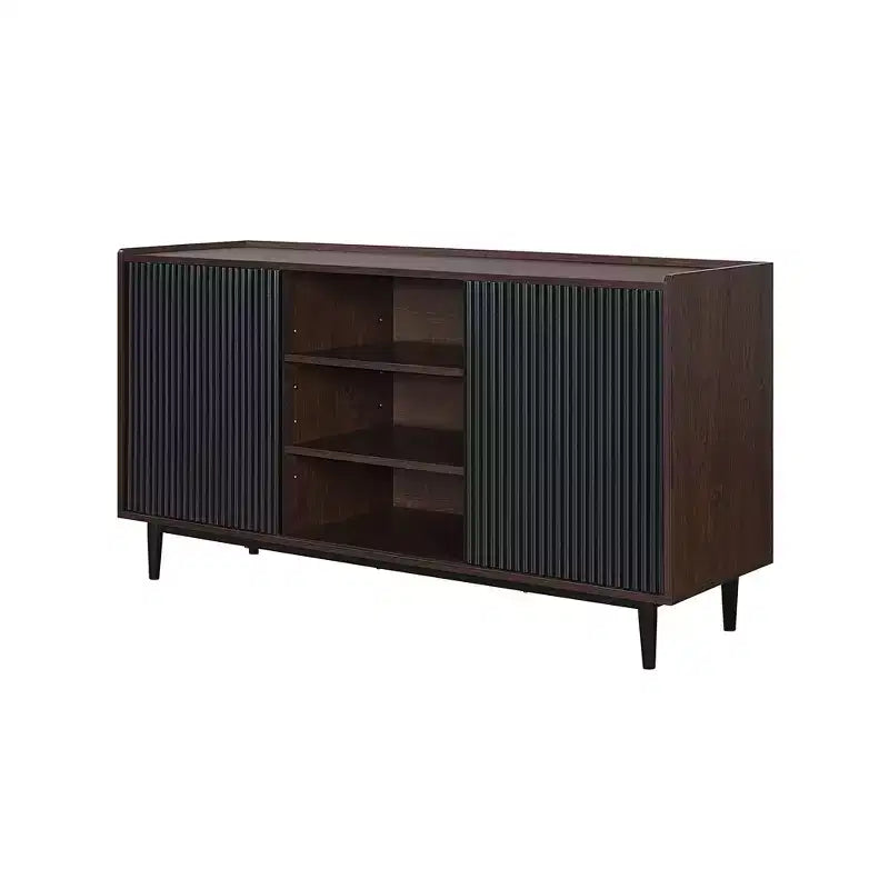 Buffet commode moderne du milieu du siècle à 2 portes avec pieds en métal (59")
