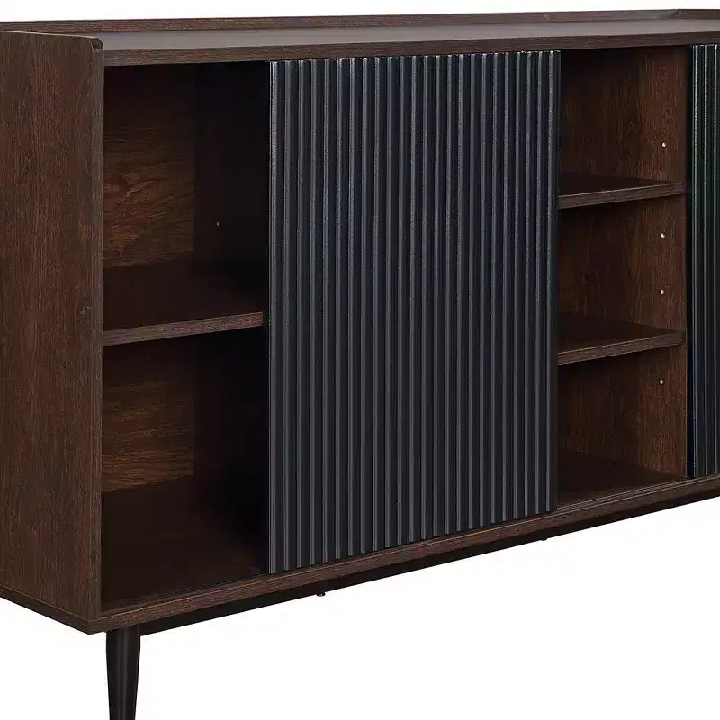 Buffet commode moderne du milieu du siècle à 2 portes avec pieds en métal (59")