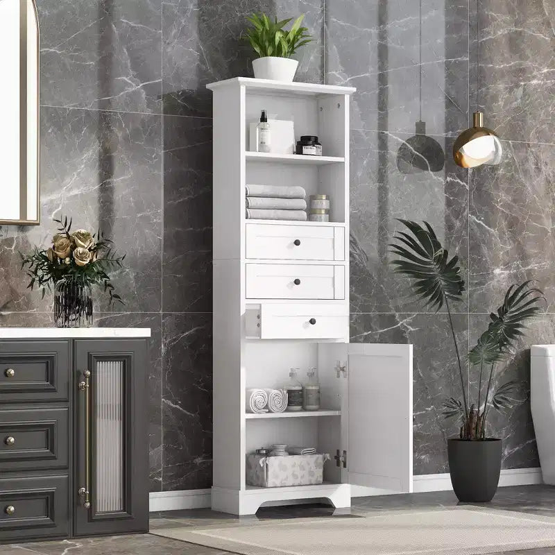 Meuble de rangement haut de salle de bain avec 3 tiroirs et étagère réglable, organisateur de salle de bain pour salle de bain, salon
