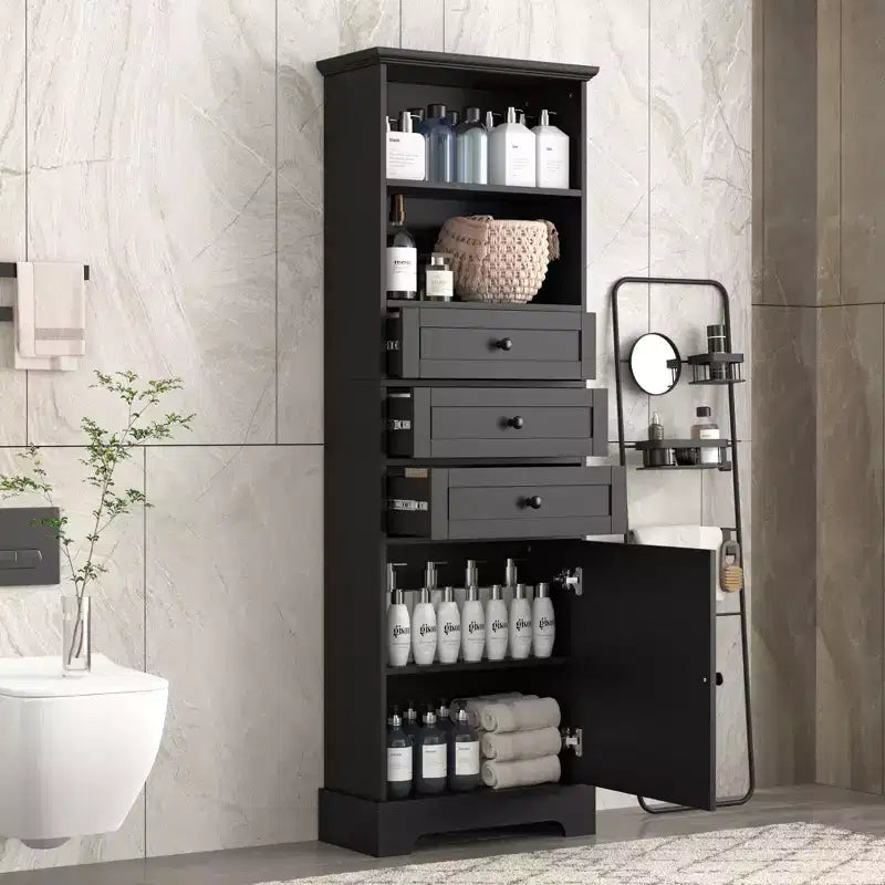 Meuble de rangement haut de salle de bain avec 3 tiroirs et étagère réglable, organisateur de salle de bain pour salle de bain, salon