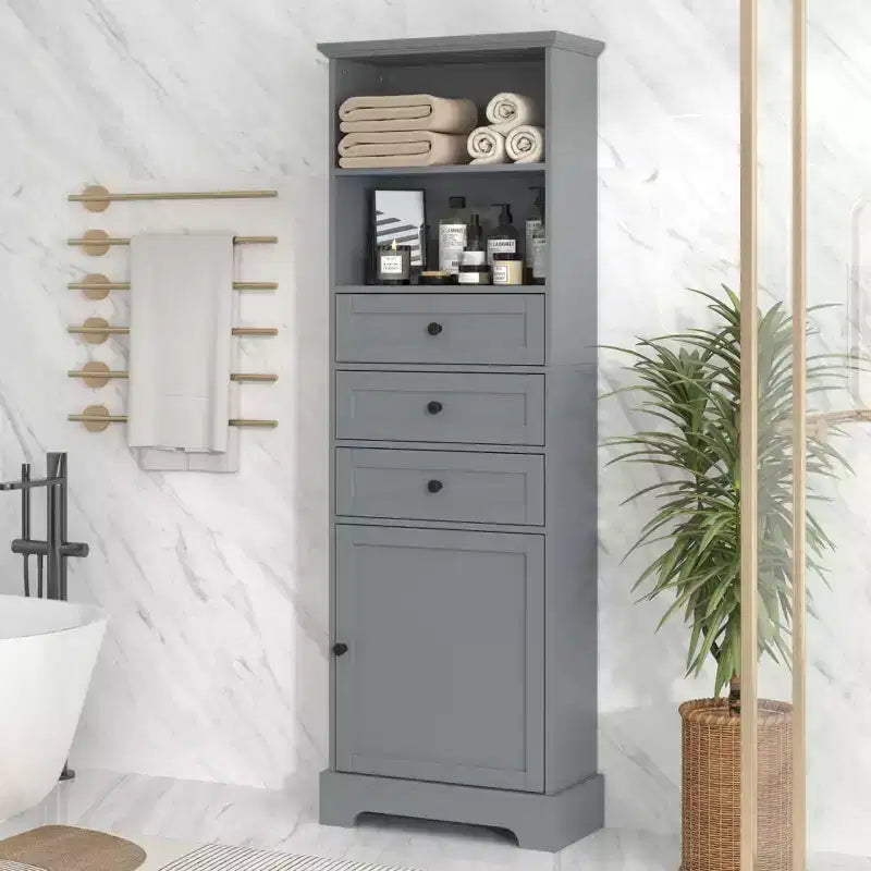 Meuble de rangement haut de salle de bain avec 3 tiroirs et étagère réglable, organisateur de salle de bain pour salle de bain, salon