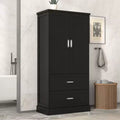 Meuble de rangement de salle de bain de 162,5 cm de hauteur avec étagère réglable, grande armoire de rangement avec 2 tiroirs et 2 portes