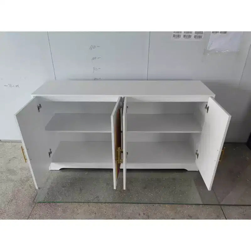 Buffet Bahut, Meuble de Rangement avec 4 Portes en Rotin, Grande Console pour Salon, Cuisine, Salle à Manger, Entrée