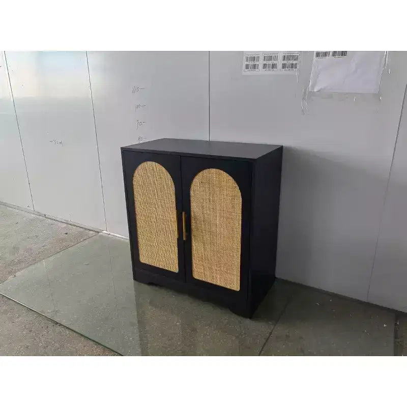 Buffet Bahut, Meuble de Rangement avec 4 Portes en Rotin, Grande Console pour Salon, Cuisine, Salle à Manger, Entrée