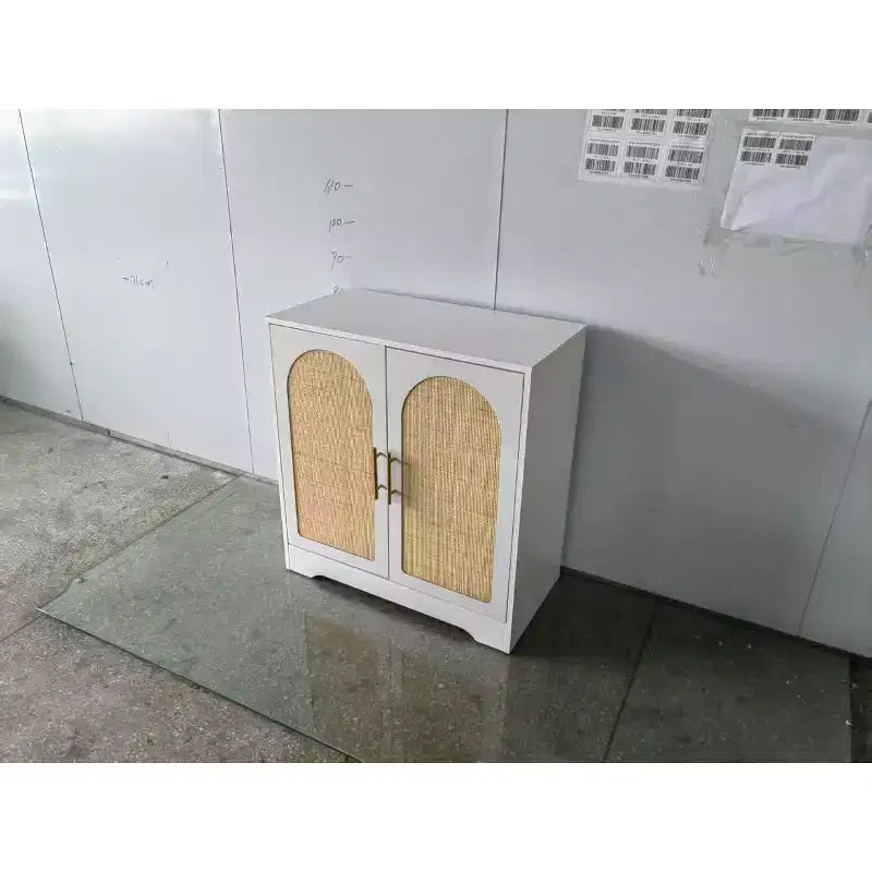 Buffet Bahut, Meuble de Rangement avec 4 Portes en Rotin, Grande Console pour Salon, Cuisine, Salle à Manger, Entrée