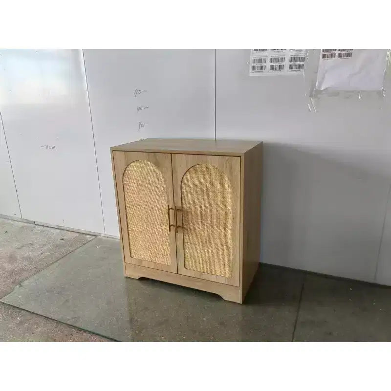 Buffet Bahut, Meuble de Rangement avec 4 Portes en Rotin, Grande Console pour Salon, Cuisine, Salle à Manger, Entrée