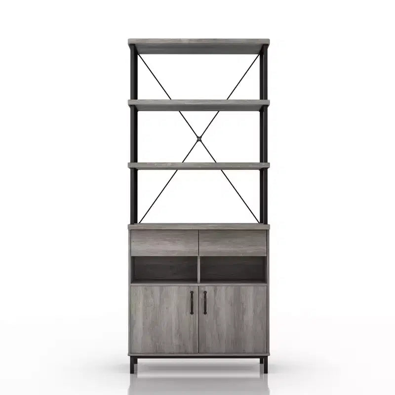 Étagère Rustique avec Rangement, Cadre Métallique : Design Industriel, Armoire Fermée