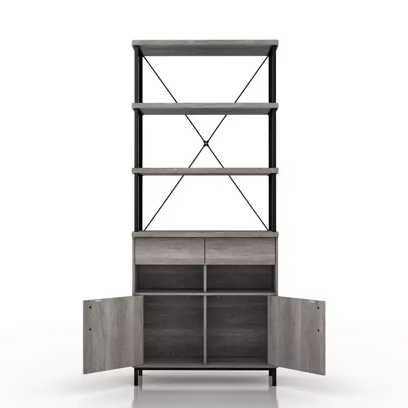 Étagère Rustique avec Rangement, Cadre Métallique : Design Industriel, Armoire Fermée
