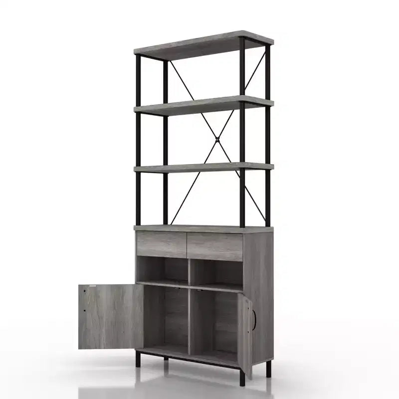 Étagère Rustique avec Rangement, Cadre Métallique : Design Industriel, Armoire Fermée