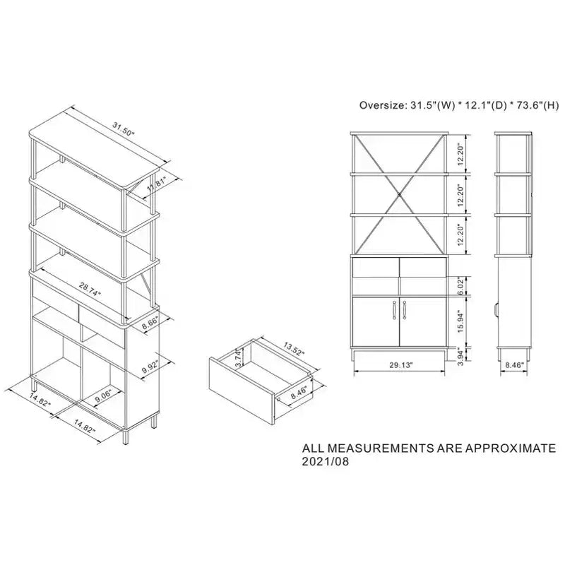 Étagère Rustique avec Rangement, Cadre Métallique : Design Industriel, Armoire Fermée
