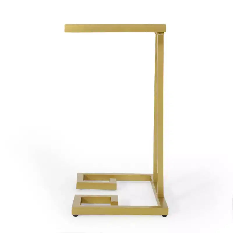 Table d'appoint en C Glamour Contemporain Doré - : Table d'appoint élégante, Plateau en verre trempé, Cadre en fer