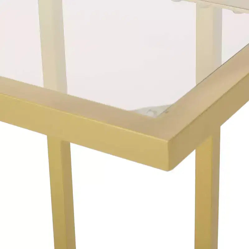 Table d'appoint en C Glamour Contemporain Doré - : Table d'appoint élégante, Plateau en verre trempé, Cadre en fer