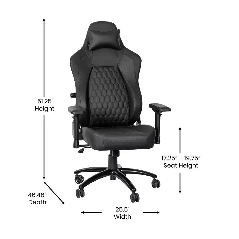 Fauteuil de gaming ergonomique à dossier haut et réglable avec accoudoirs 4D, oreiller cervical et soutien lombaire réglable